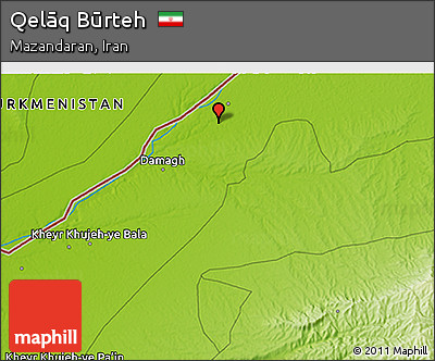 Physical 3D Map of Qelāq Būrteh