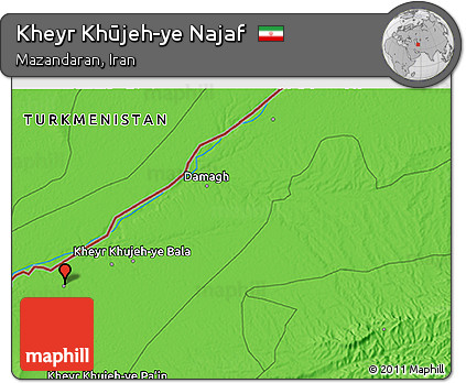 Political 3D Map of Kheyr Khūjeh-ye Najaf