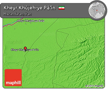 Political 3D Map of Kheyr Khūjeh-ye Pā'īn