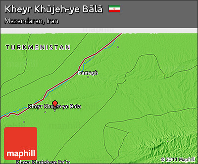 Political 3D Map of Kheyr Khūjeh-ye Bālā