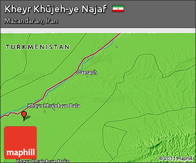 Political 3D Map of Kheyr Khūjeh-ye Najaf