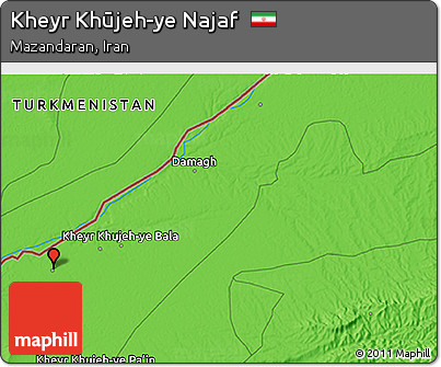 Political 3D Map of Kheyr Khūjeh-ye Najaf