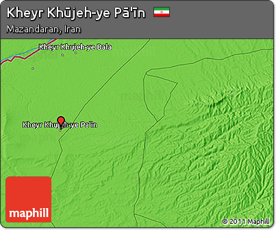 Political 3D Map of Kheyr Khūjeh-ye Pā'īn