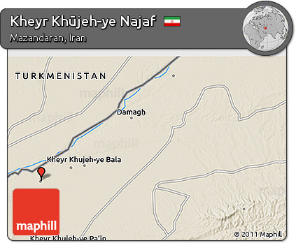 Shaded Relief 3D Map of Kheyr Khūjeh-ye Najaf