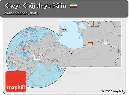 Gray Location Map of Kheyr Khūjeh-ye Pā'īn