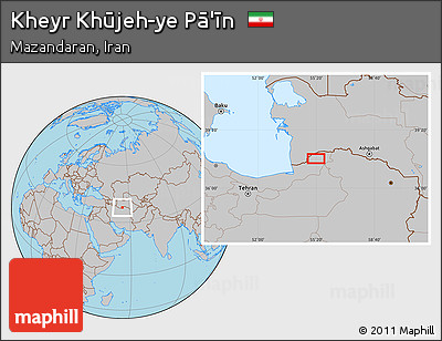 Gray Location Map of Kheyr Khūjeh-ye Pā'īn