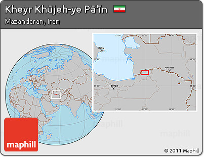 Gray Location Map of Kheyr Khūjeh-ye Pā'īn
