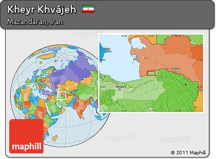 Political Location Map of Kheyr Khvājeh