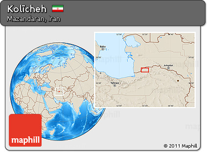 Shaded Relief Location Map of Kolīcheh