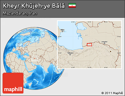 Shaded Relief Location Map of Kheyr Khūjeh-ye Bālā