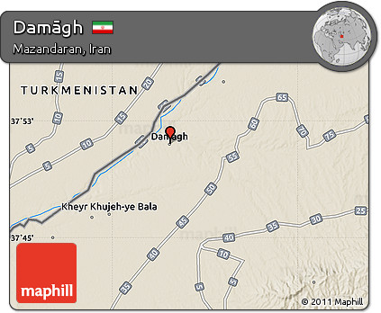Shaded Relief Map of Damāgh