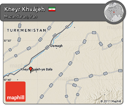 Shaded Relief Map of Kheyr Khvājeh