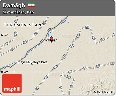 Shaded Relief Map of Damāgh