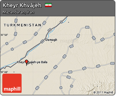 Shaded Relief Map of Kheyr Khvājeh