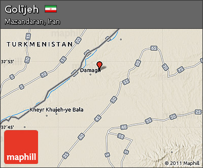 Shaded Relief Map of Golījeh