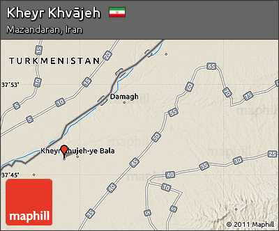 Shaded Relief Map of Kheyr Khvājeh