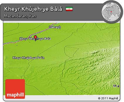 Physical Panoramic Map of Kheyr Khūjeh-ye Bālā