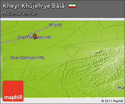 Physical Panoramic Map of Kheyr Khūjeh-ye Bālā