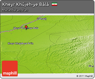 Physical Panoramic Map of Kheyr Khūjeh-ye Bālā