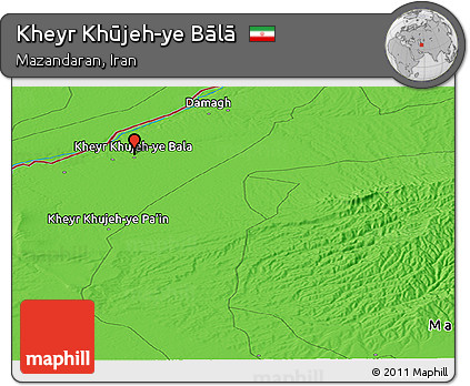 Political Panoramic Map of Kheyr Khūjeh-ye Bālā
