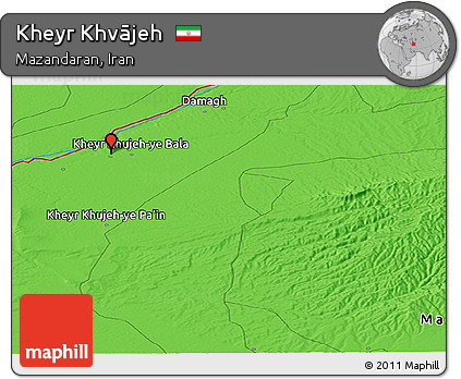 Political Panoramic Map of Kheyr Khvājeh