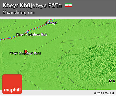 Political Panoramic Map of Kheyr Khūjeh-ye Pā'īn