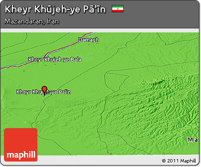 Political Panoramic Map of Kheyr Khūjeh-ye Pā'īn