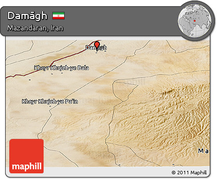 Satellite Panoramic Map of Damāgh