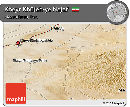 Satellite Panoramic Map of Kheyr Khūjeh-ye Najaf