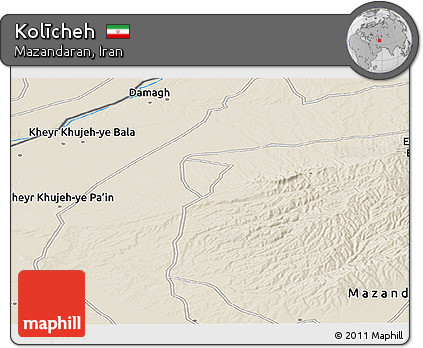 Shaded Relief Panoramic Map of Kolīcheh