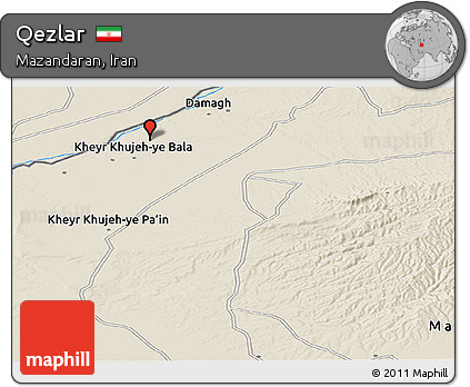 Shaded Relief Panoramic Map of Qezlar