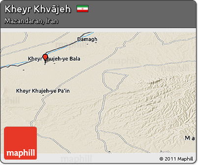 Shaded Relief Panoramic Map of Kheyr Khvājeh