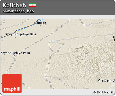 Shaded Relief Panoramic Map of Kolīcheh