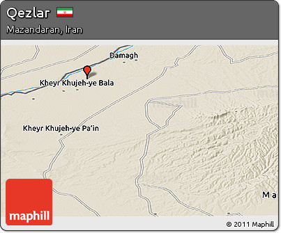 Shaded Relief Panoramic Map of Qezlar