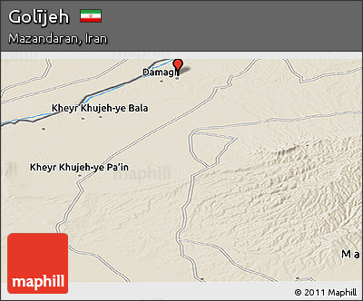 Shaded Relief Panoramic Map of Golījeh