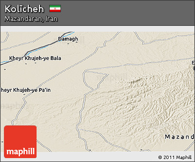 Shaded Relief Panoramic Map of Kolīcheh