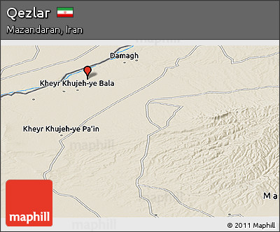 Shaded Relief Panoramic Map of Qezlar