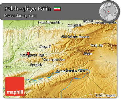 Physical 3D Map of Pālcheqlī-ye Pā'īn