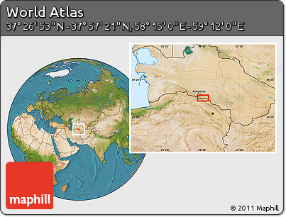 Satellite Location Map of the Area around 37° 42' 7" N, 58° 43' 30" E