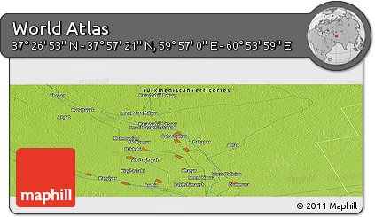 Physical Panoramic Map of the Area around 37° 42' 7" N, 60° 25' 29" E