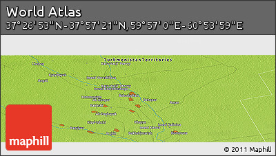Physical Panoramic Map of the Area around 37° 42' 7" N, 60° 25' 29" E