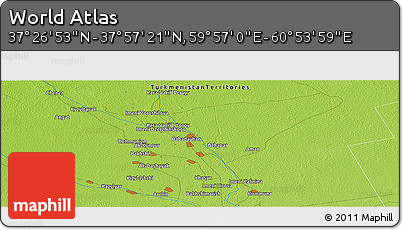 Physical Panoramic Map of the Area around 37° 42' 7" N, 60° 25' 29" E