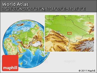 Physical Location Map of the Area around 37° 42' 7" N, 61° 16' 29" E
