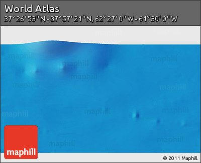 Physical 3D Map of the Area around 37° 42' 7" N, 61° 58' 30" W