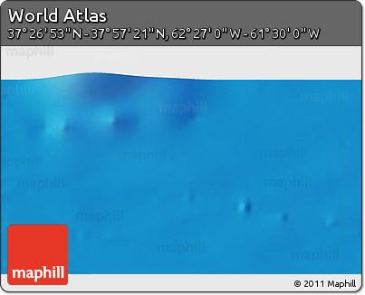 Physical 3D Map of the Area around 37° 42' 7" N, 61° 58' 30" W