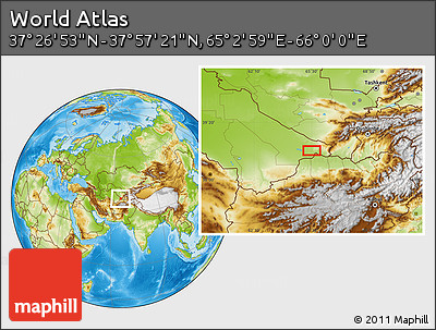 Physical Location Map of the Area around 37° 42' 7" N, 65° 31' 30" E
