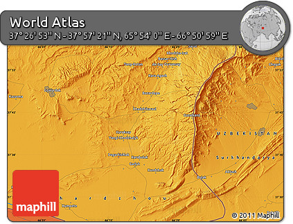 Political Map of the Area around 37° 42' 7" N, 66° 22' 30" E
