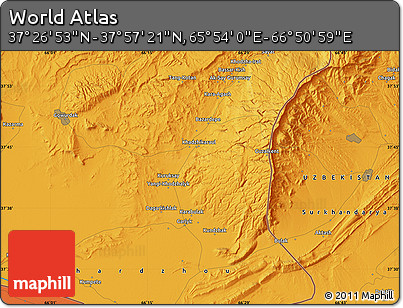 Political Map of the Area around 37° 42' 7" N, 66° 22' 30" E