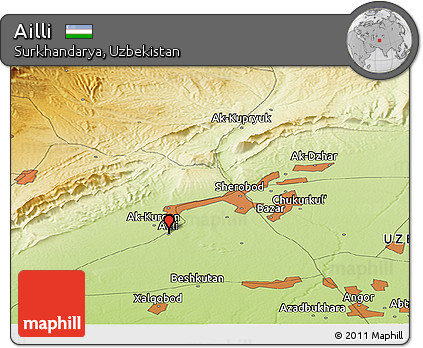 Physical Panoramic Map of Ailli