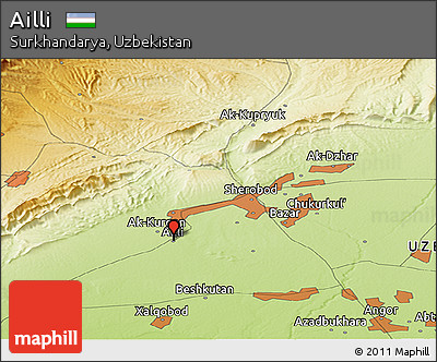 Physical Panoramic Map of Ailli